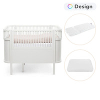 Sebra Baby & Jr. Seng Med Madras Og Lagen - Classic White