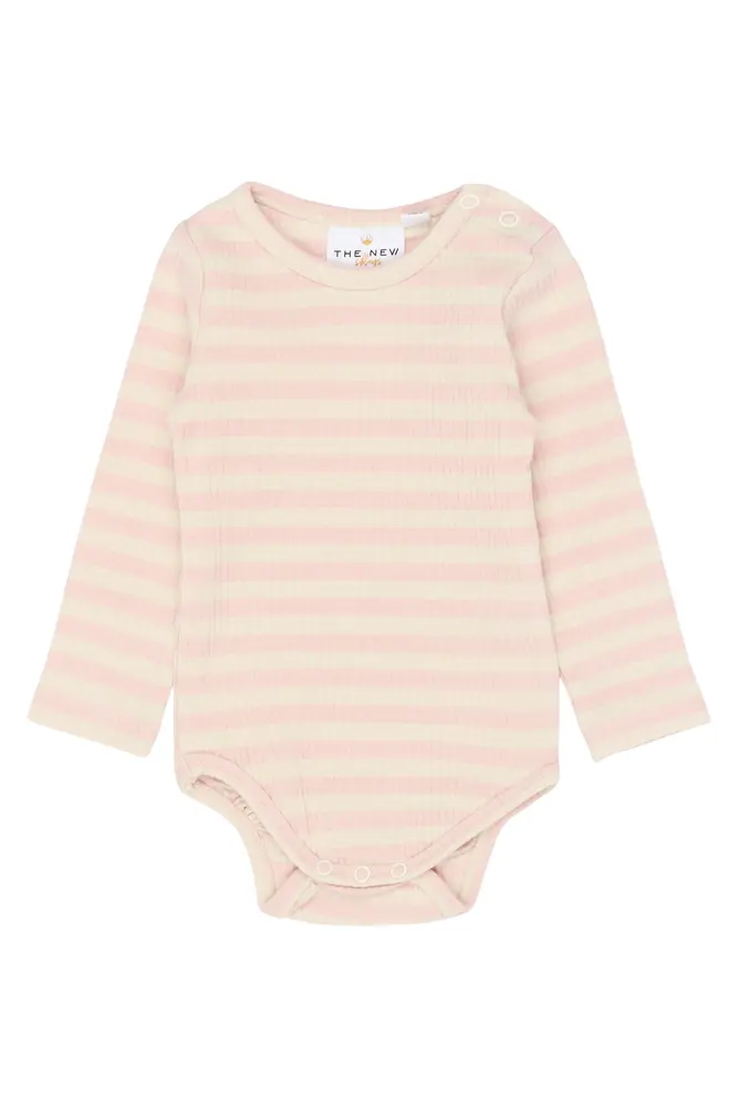 Fro Langærmet Rib Body - Peach Whip Striped - 56
