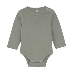 Uld body langærmet body - solid - Forest Fog Melange - 60