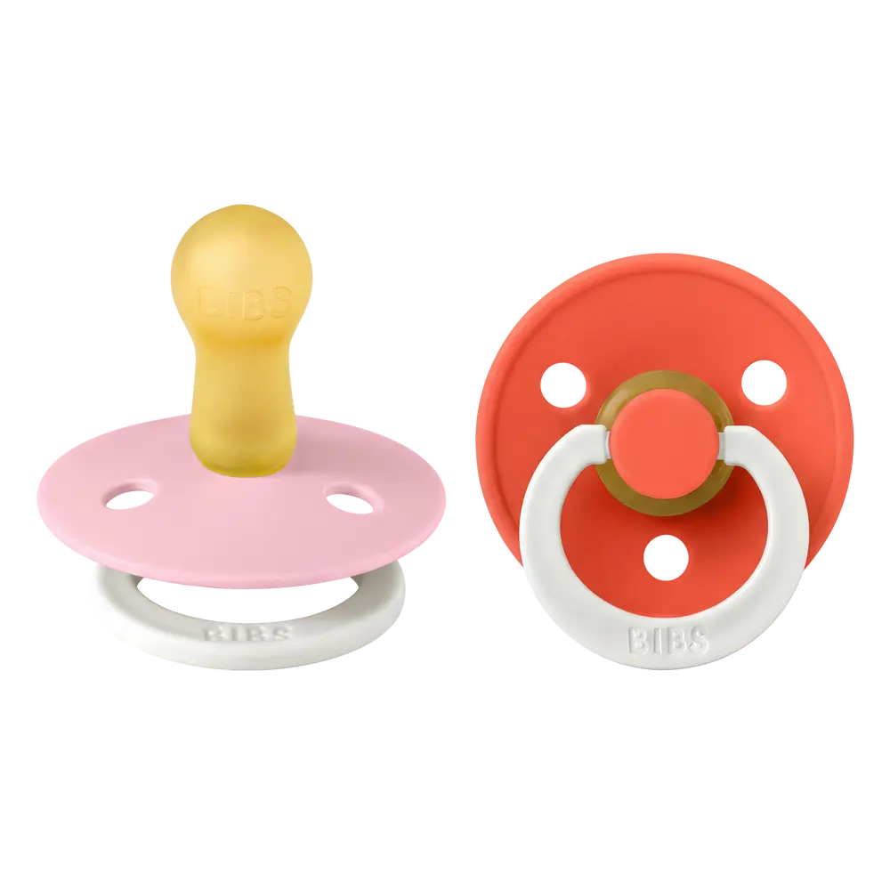 BIBS Sut 2 pk Latex Str 2 - Babypink Tango, Nat