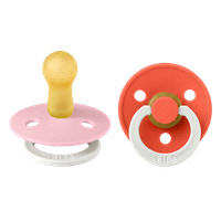 BIBS Sut 2 pk Latex Str 2 - Babypink Tango, Nat