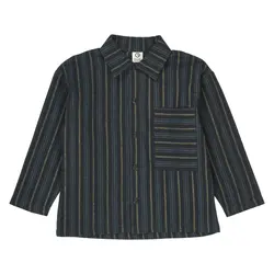 Müsli Skjorte - Stripe - Night Blue/Moss/Stormy Blue