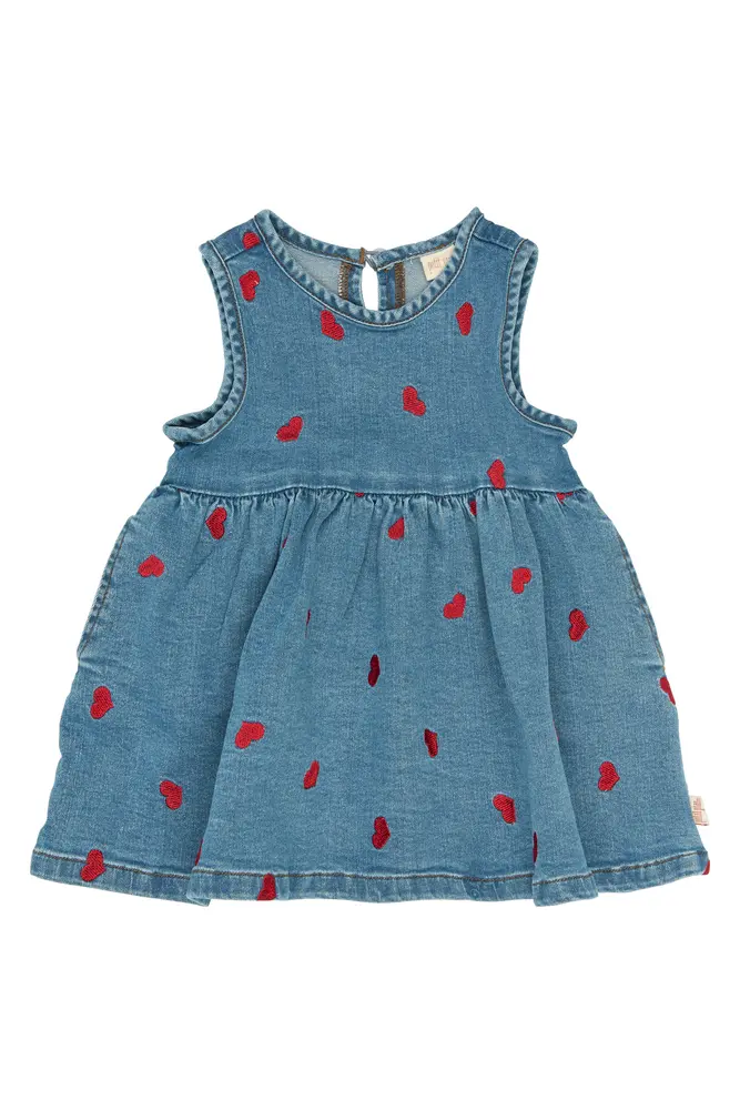 Eva Denim Kjole - Light Blue Denim EMB - 74 CM