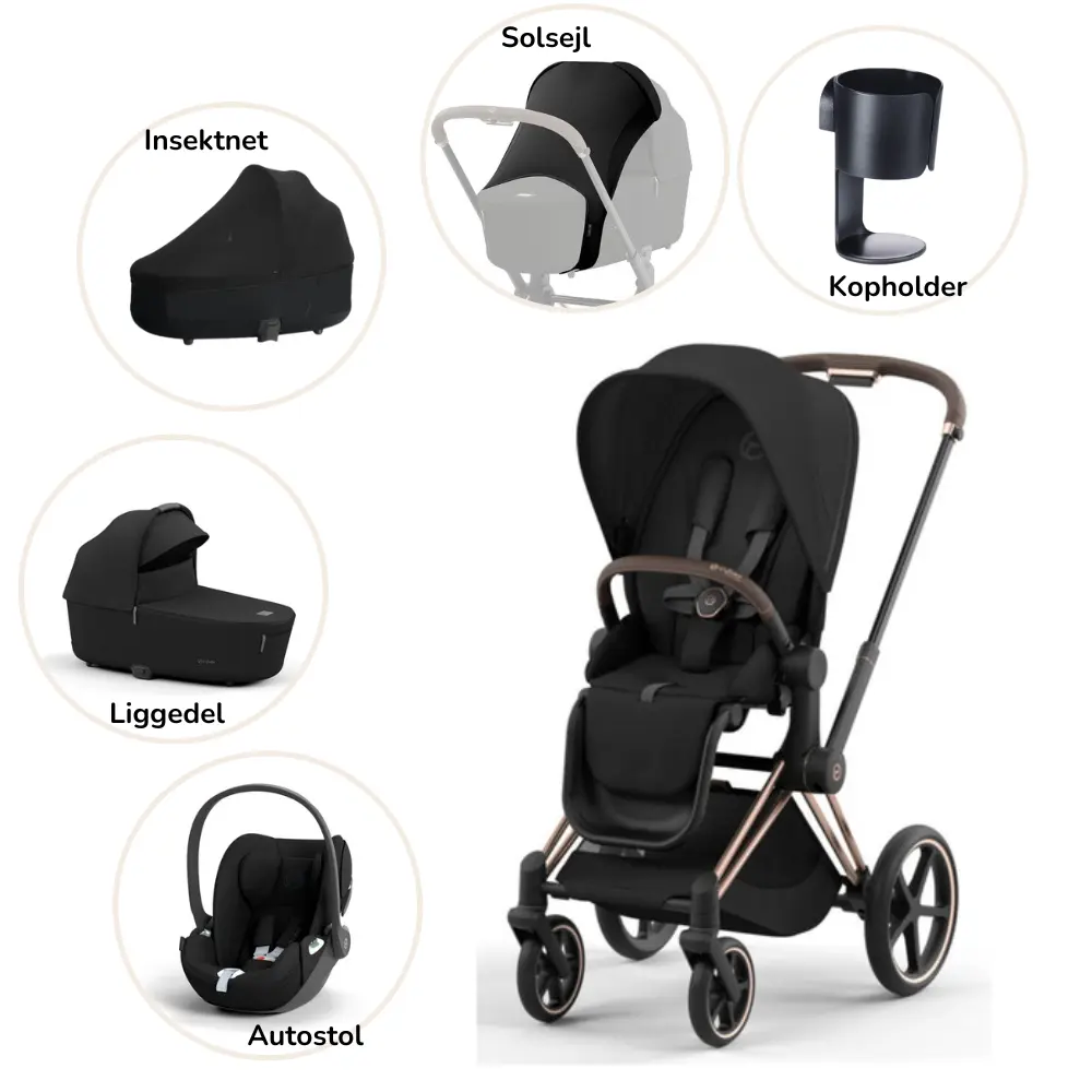 Priam pakke - sepia black/rosegold