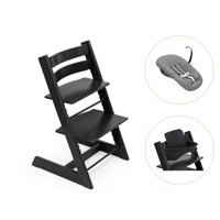 Tripp Trapp Højstol Bøg Inkl. Newborn Sæt Og Babysæt - Sort