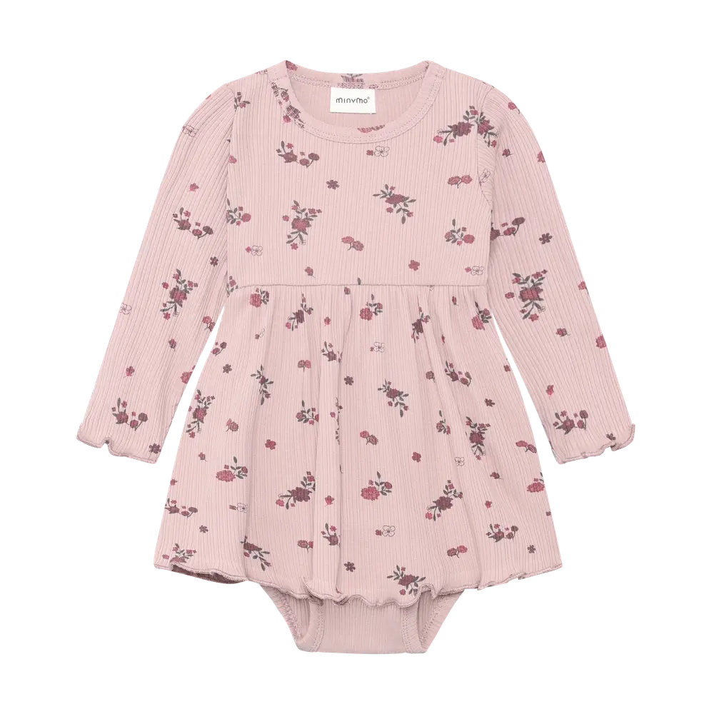 Minymo Langærmet Rib Bodykjole - Fawn - 56