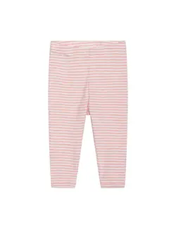 Baby Stribet Leggings - CORAL/OW - 74 / 9 MDR.