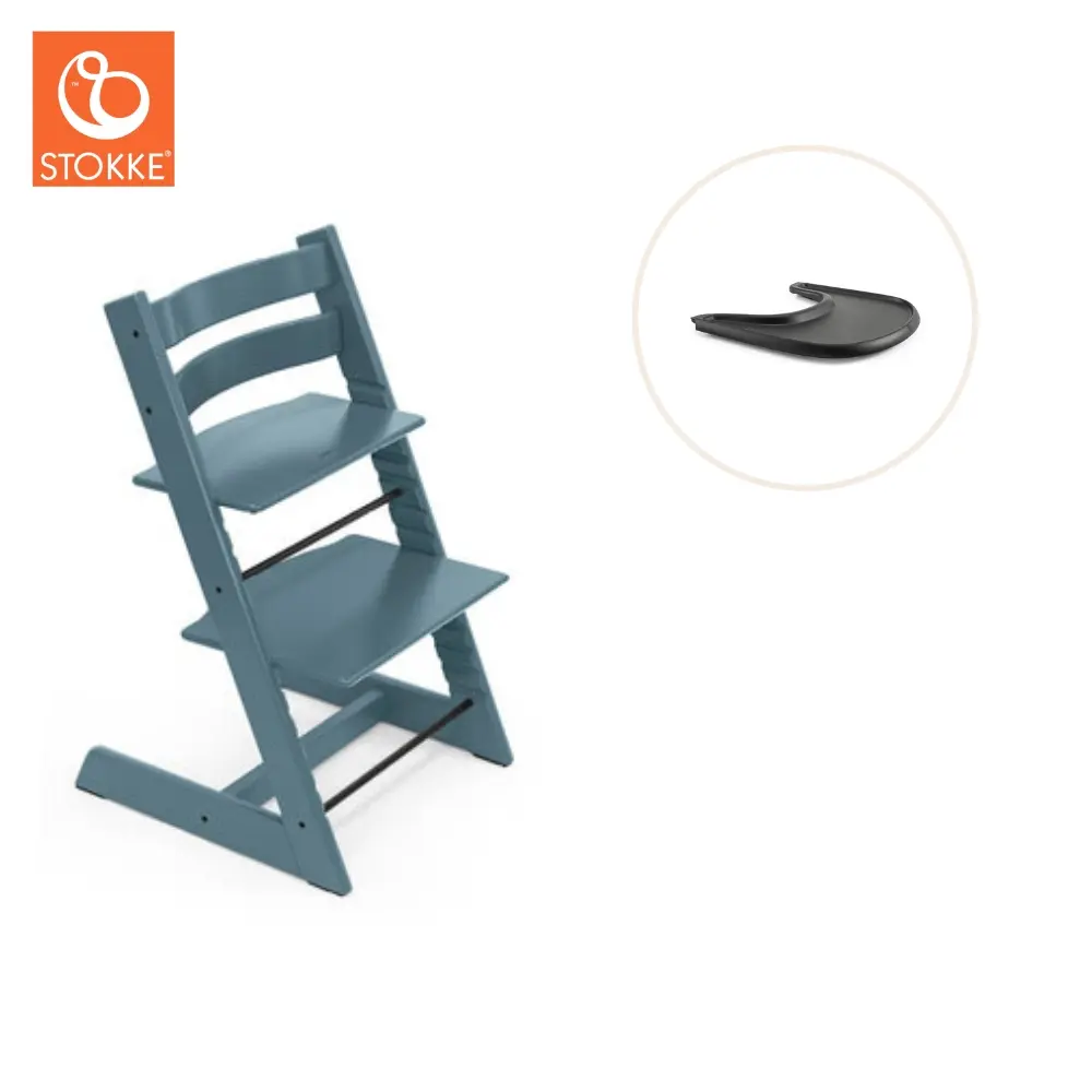 product-Højstol inkl. tray - fjord blå/sort