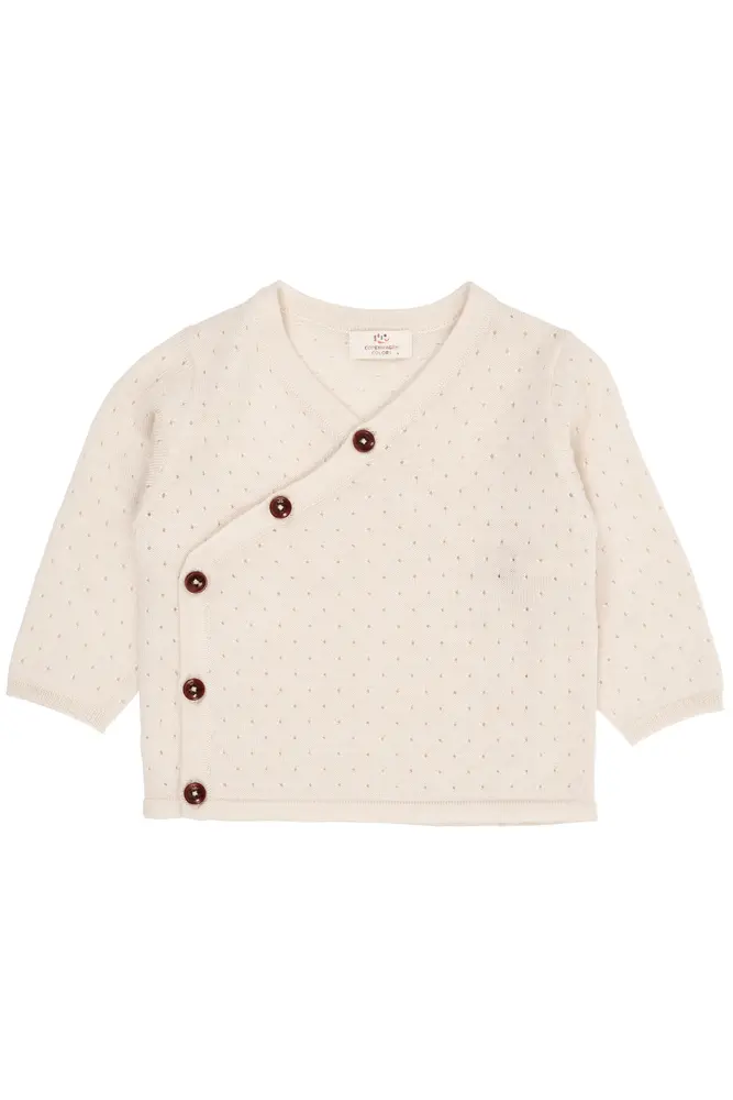Crossover cardigan m. hulmønster i merinould - CREAM - 68