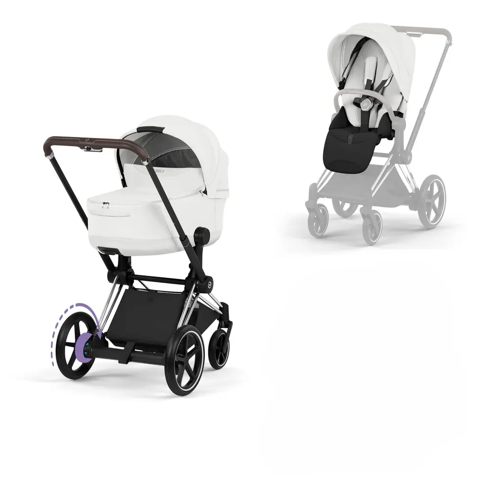 Cybex e-Priam Kombivogn Style Off White/Chrome Brown