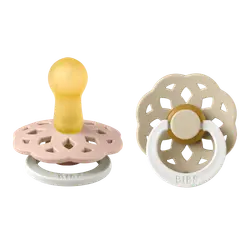 BIBS Rund Boheme Sut - 2-Pak - Str. 2 - Naturgummi - GLOW - Blush/Vanilla
