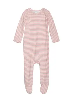 Baby Stribet Dragt - Coral/Offwhite - 68 / 6 MDR.