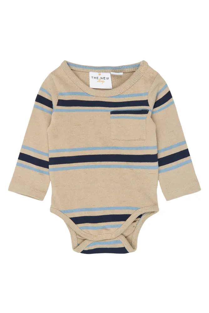 The New Siblings Theodor Langærmet Body - Humus Striped - 68
