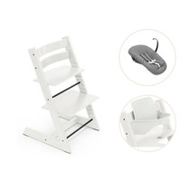 Tripp Trapp Højstol Bøg Inkl. Newborn Sæt Og Babysæt - Hvid