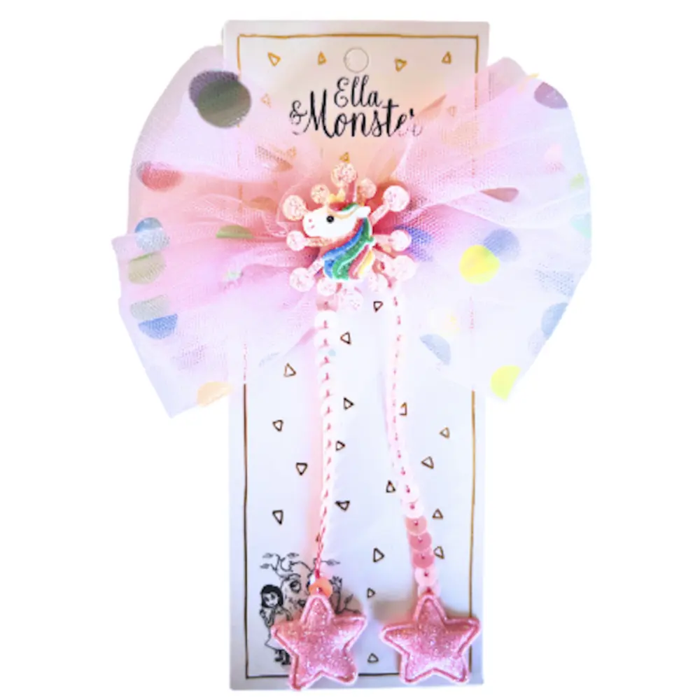Hårclips Big Unicorn Bow Rose