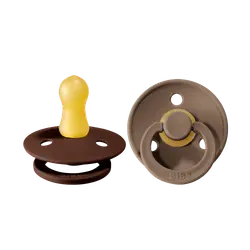 BIBS Rund Colour Sut - 2-Pak - Str. 1 - Naturgummi - Mocha/Dark Oak