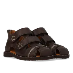 Begynder sandal med velcrolukning - Dark Brown - 23