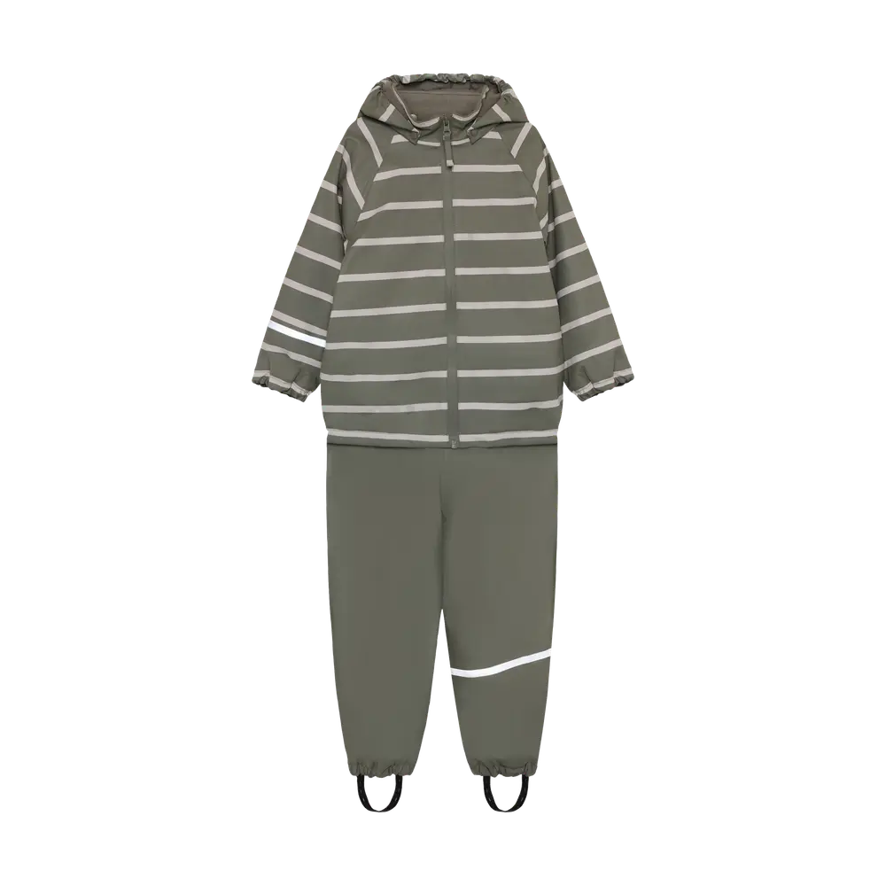 CeLaVi Regntøj m/u Seler - Fleece - PU - Mulled Basil m. Striber