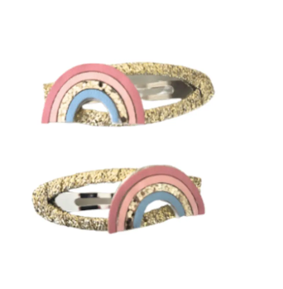 Hårclips Gold Glitter Rainbow