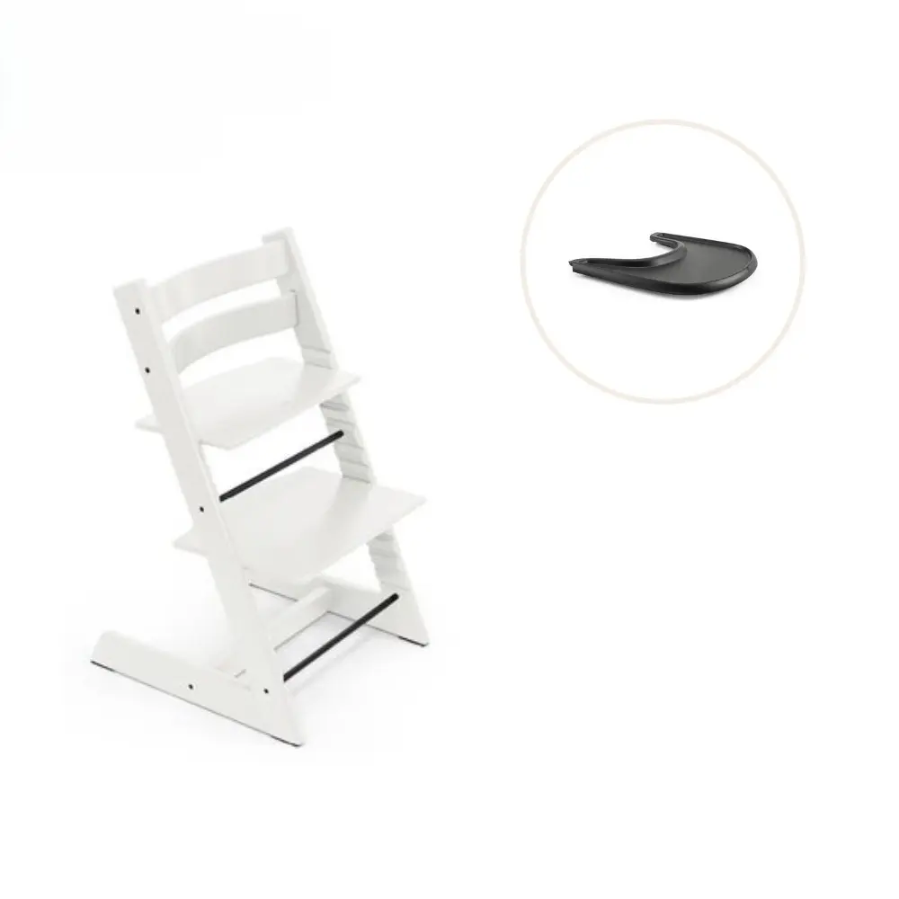 product-Højstol inkl. tray - hvid/sort