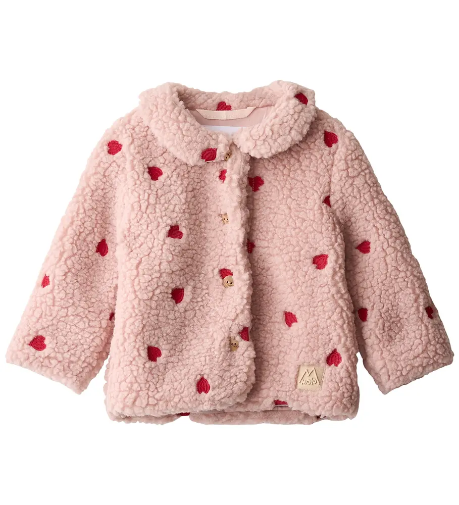 Molo Ummi Fleece Jakke - Red Hearts Soft - 86