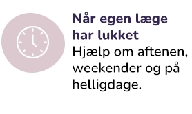 Ur-ikon med information om hjælp fra online læge om aftenen, i weekender og på helligdage.