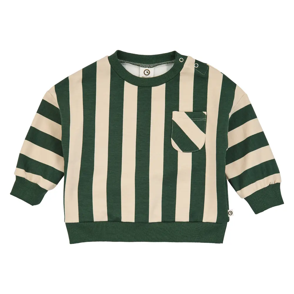 Müsli Stripe Sweatshirt - Oak/Forest Green - 68