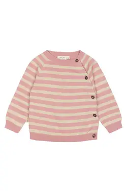 Striktrøje - Off White/Rosa - 68