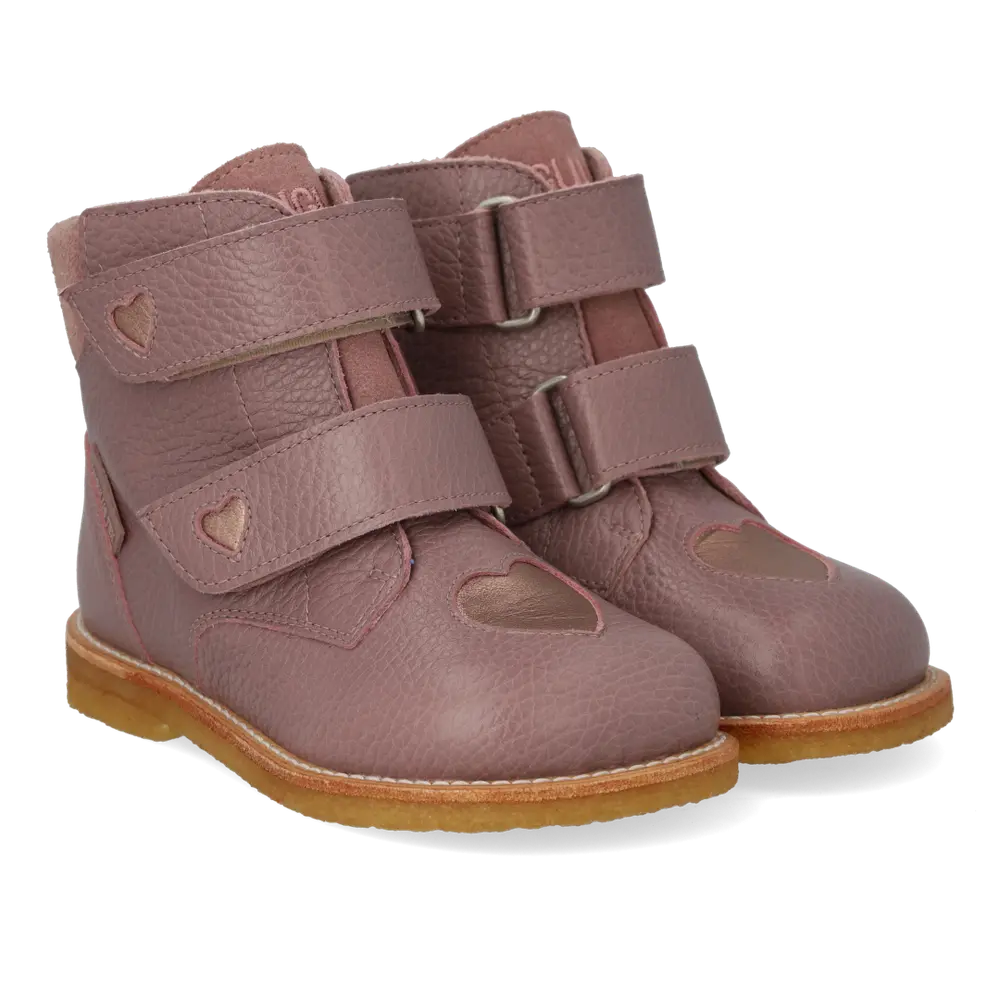 Angulus TEX-Støvle m. Glitterhjerter - Faded Rose/Rose Copper - 26