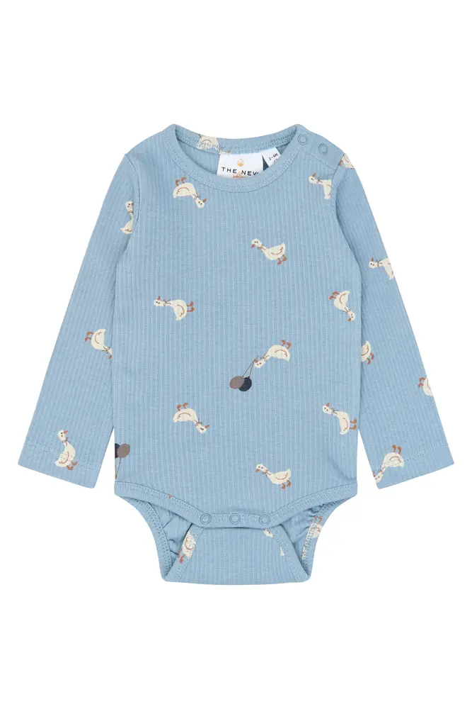 The New Siblings Vito Langærmet Rib Body - Ashley Blue  - 56