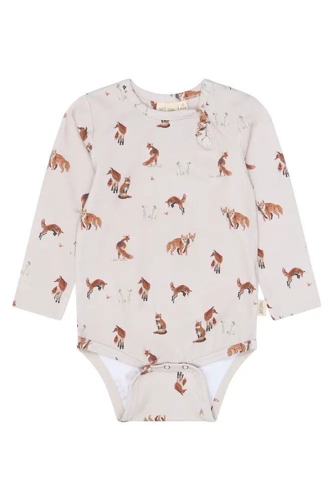 Petit Piao Star Langærmet Body - Gray Morn Fox  - 56 CM
