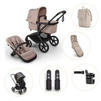Bugaboo Fox 5 Renew Kombivogn Inkl. Puslerygsæk, Kørepose, Kopholder, Højdeadapter Og Regnslag - Black/Desert taupe melange