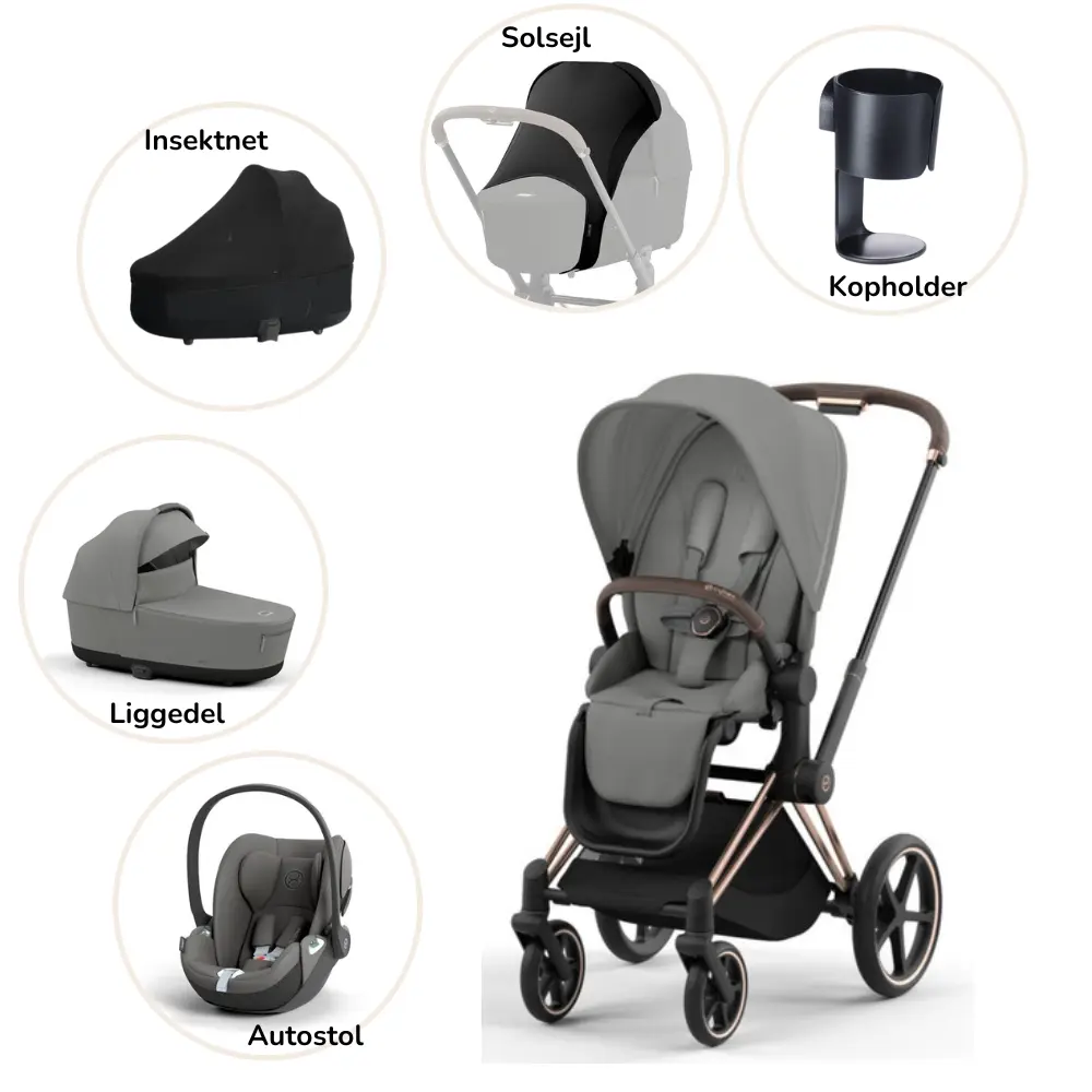 Priam pakke - mirage grey/rosegold