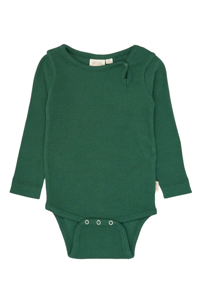 Petit Piao Stone Langærmet Body - Trekking Green - 92 CM