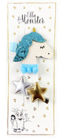 Hårclips Big Romantic Unicorn Star Blue