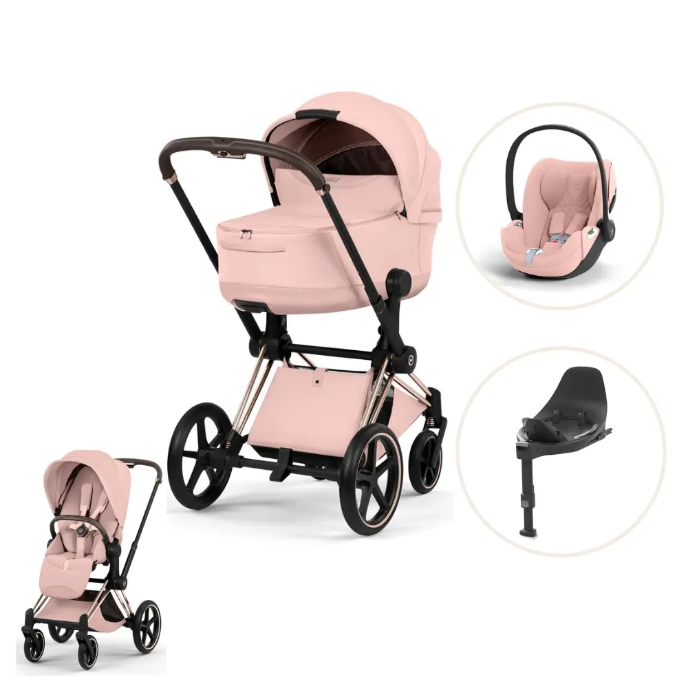 product-Cybex Priam Style Kombivogn inkl. Cloud T Plus og Base T - Peach Pink/Rosegold