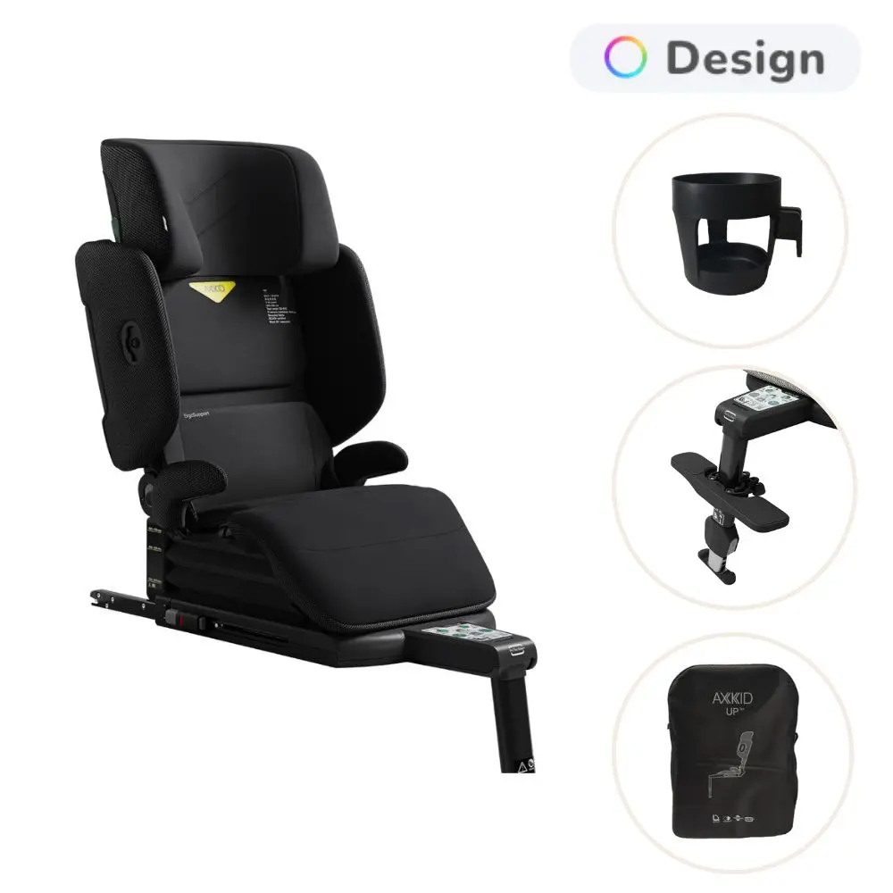 Axkid Up Autostol Inkl. Kopholder, Fodstøtte Og Transporttaske - Costal Storm Black
