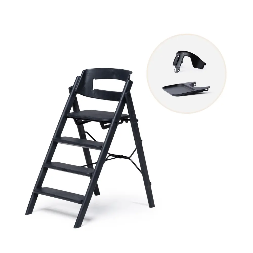 product-Klapp højstol genbrugsplast inkl. bøjle og bakke - Sort