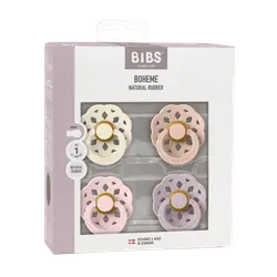 BIBS Boheme Sutter - Str. 1 - 4-pak - Rund - Ivory/Blush/Blossom