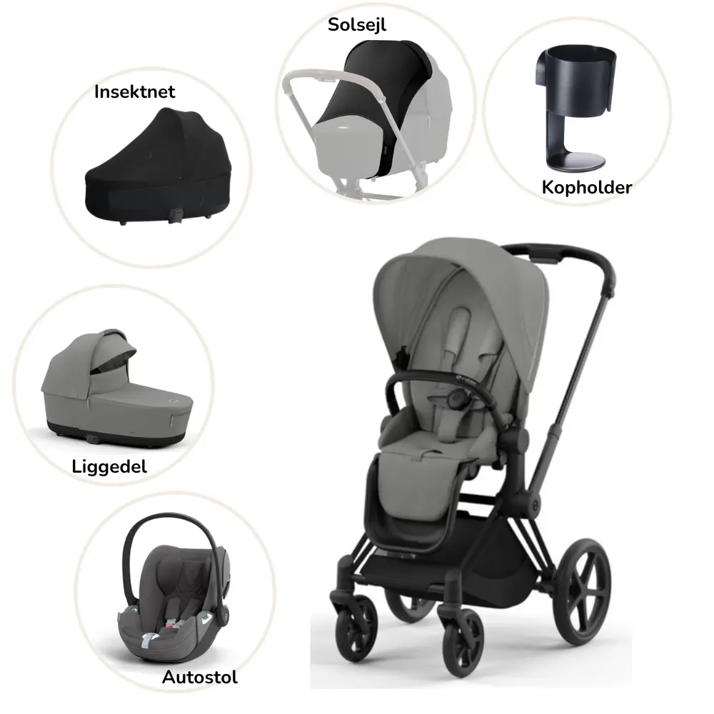 Priam pakke - mirage grey/matt black PLUS