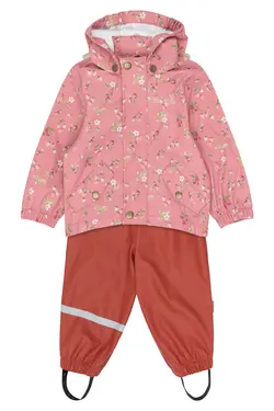 Petit Piao Regnsæt Dusty Rose Med Jordbærprint - Str. 3y 98cm