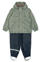 Regnsæt m. Fleece - Iceberg green