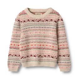 Wheat Olga Striktrøje Multi Med Jacquardmønster - Str. 4y 104cm