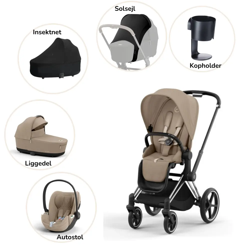Priam pakke - cozy beige/chrome black PLUS