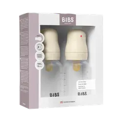 BIBS Bottle - Sutteflaskesæt - Plastik - Latex/Slow Flow/Rund - 150 ml. - 2-Pak - Ivory