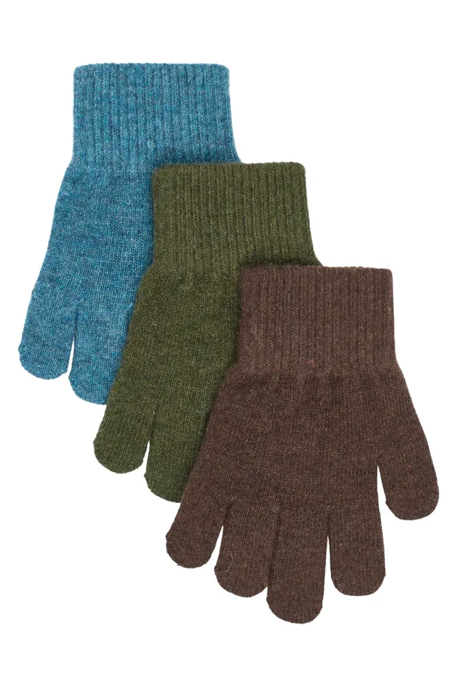 Mikk-Line Magic Handsker 3-Pak - Blue Mirage-Kombu Green-Coffee Bean - 1-3 ÅR