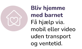 Hus-ikon med mulighed for online lægehjælp hjemme via mobil eller video uden transport.