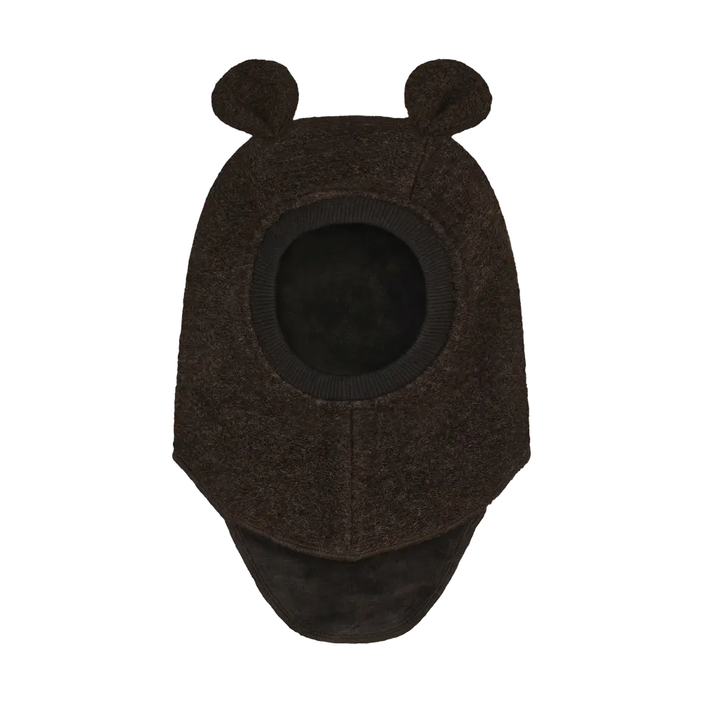 Huttelihut Elefanthue - Uld/Bomuld - Dark Brown Melange m. Ører
