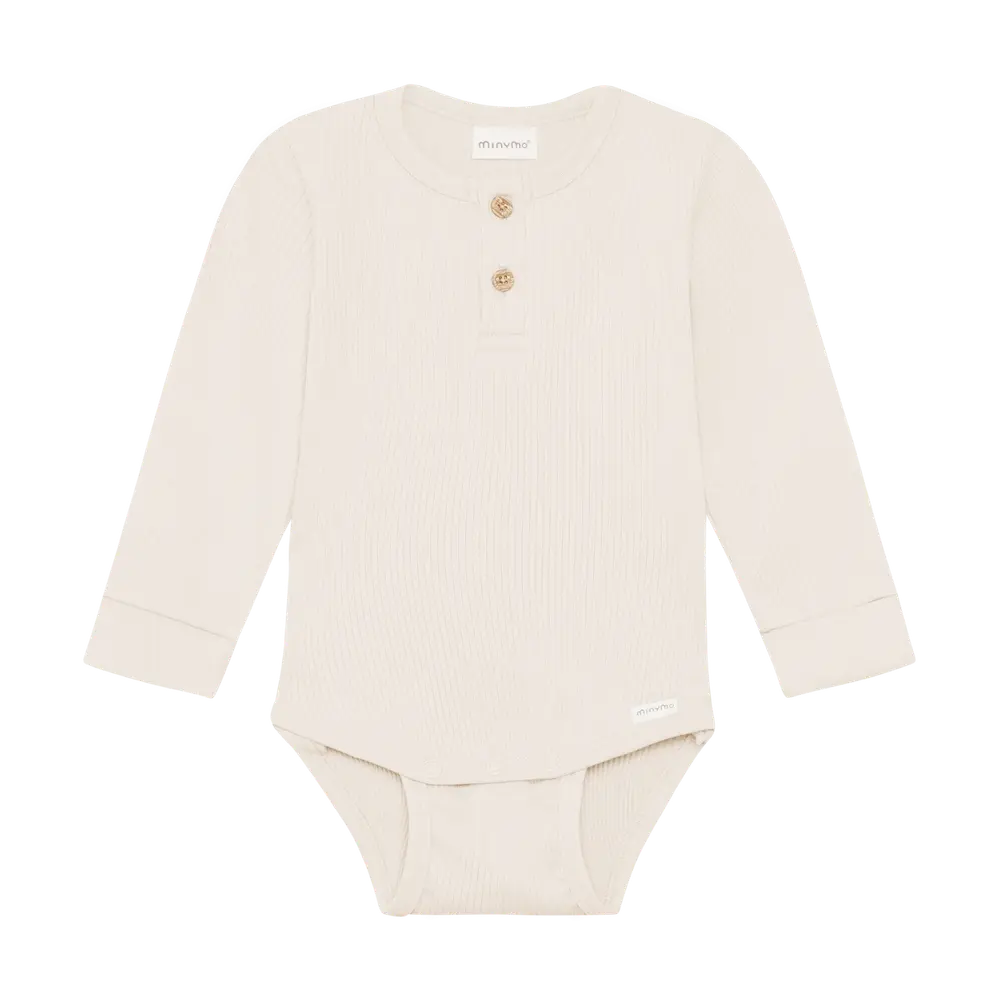 Minymo Langærmet Rib Body - Feather Gray - 80