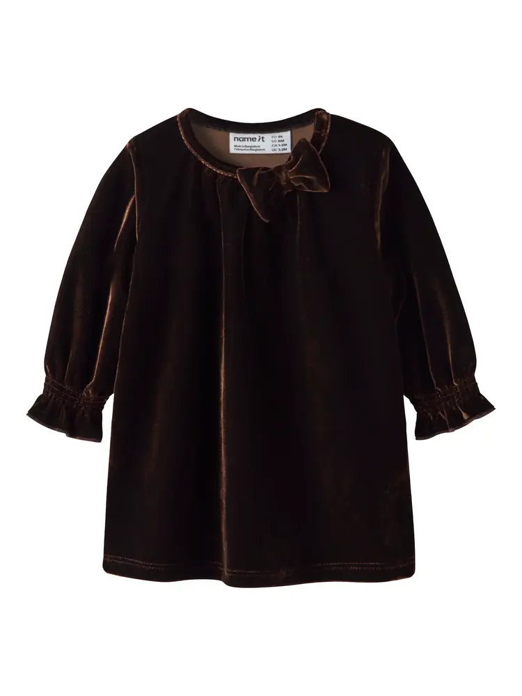 Name It Rididde Velour Kjole - Chocolate Plum - 80